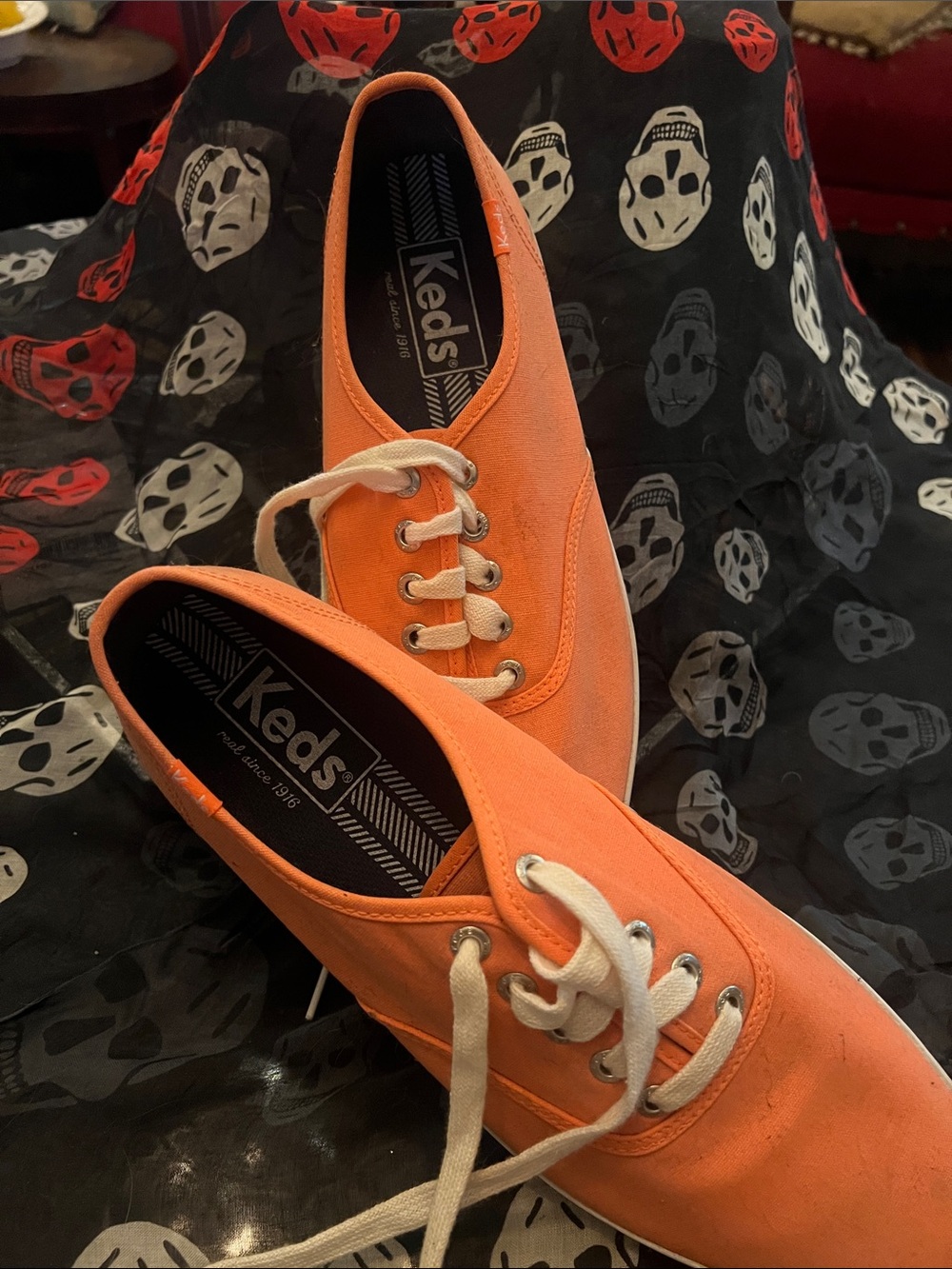 Keds Bright Orange Canvas Lace-Up Sneakers